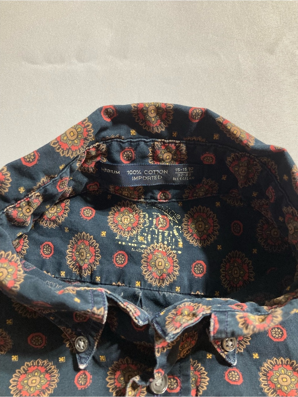 B. D. Baggies Navy and Rust Medallion Print Button-Down Shirt - Picture 3 of 5